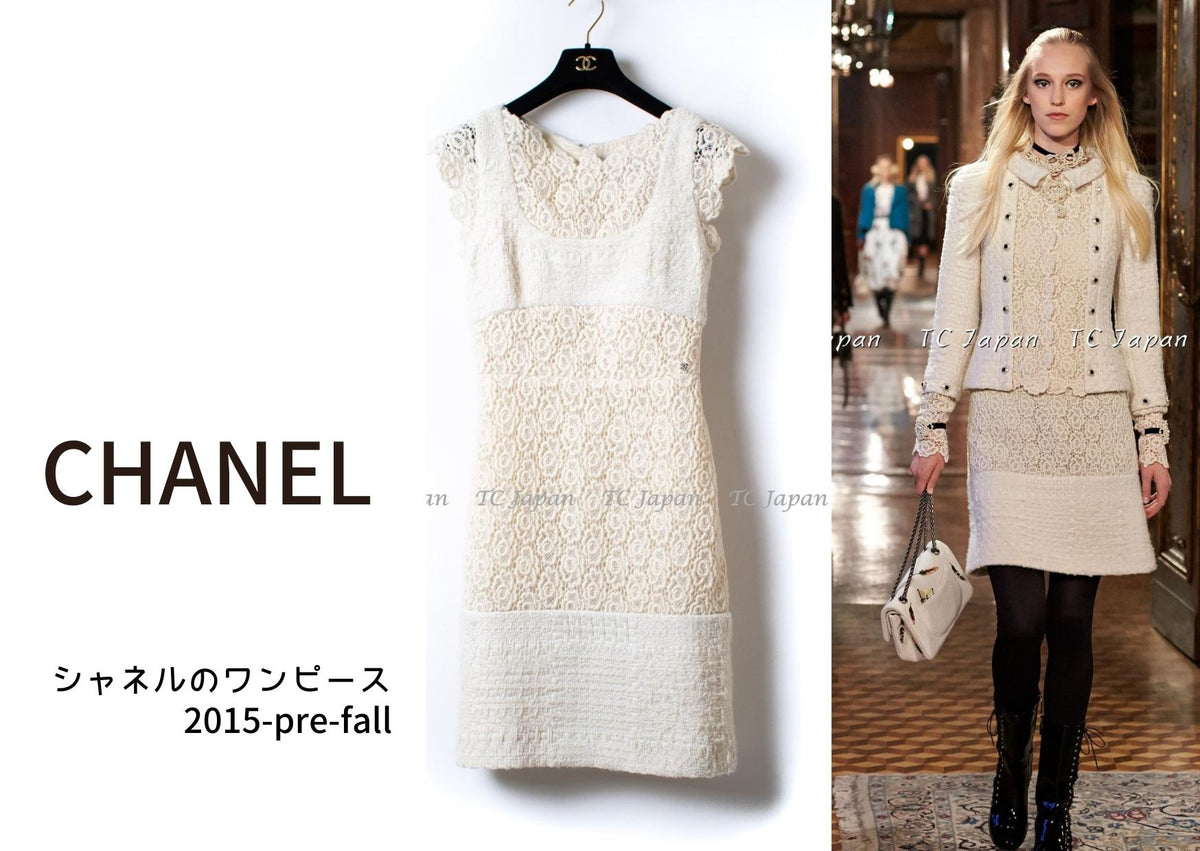 シャネル 15A カシミア アイボリー ワンピース 15PF CHANEL IVORY Cashmere dress 2015