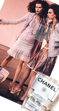 CHANEL 04S Ivory Beige Pink Coat Skirt Set 36 38 シャネル 生成り ベージュ ピンク コート スカート トップス セット 即発