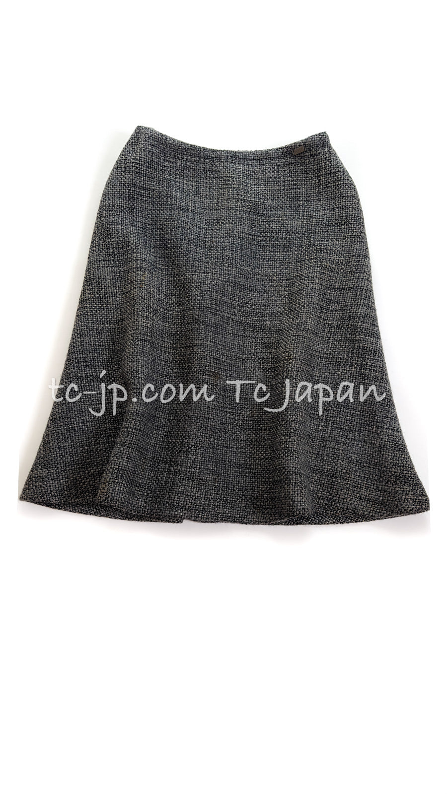CHANEL 00A Dark Gray Zipper Setup Vest Skirt 34 36 シャネル 訳あり!ダークグレー・ジップアップ・ベスト・セットアップ・スカート 即発
