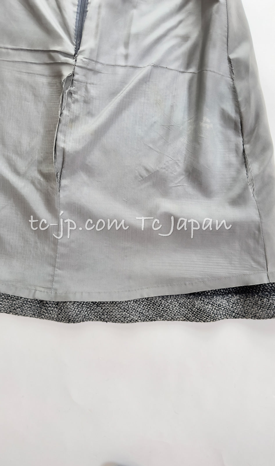 CHANEL 00A Dark Gray Zipper Setup Vest Skirt 34 36 シャネル 訳あり!ダークグレー・ジップアップ・ベスト・セットアップ・スカート 即発