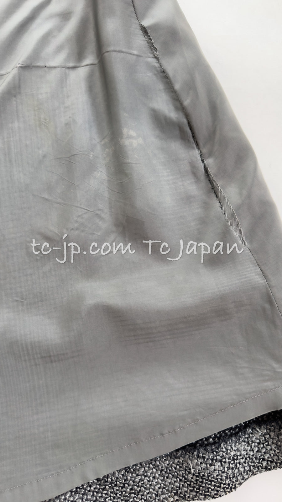 CHANEL 00A Dark Gray Zipper Setup Vest Skirt 34 36 シャネル 訳あり!ダークグレー・ジップアップ・ベスト・セットアップ・スカート 即発