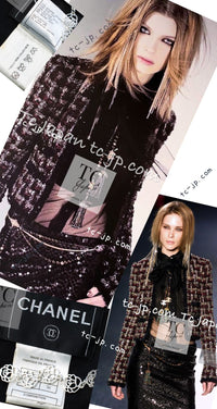 CHANEL 02A Bordeaux Brown Black Mix Sequin Tweed Jacket 38 シャネル ボルドー ブラウン ブラック ミックス スパンコール ツイード ジャケット 即発