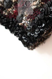 CHANEL 02A Bordeaux Brown Black Mix Sequin Tweed Jacket 38 シャネル ボルドー ブラウン ブラック ミックス スパンコール ツイード ジャケット 即発