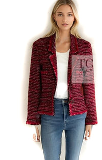 CHANEL 01A Red Wool Tweed Jacket 34 36 38 40 シャネル レッド ウール ツイード ジャケット 即発