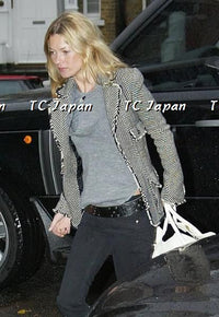 CHANEL 06A Black Herringbone Chevron Wool Tweed Jacket Kate Moss 38 シャネル ブラック シェベロン ウール ツイード ジャケット ケイトモス着 即発