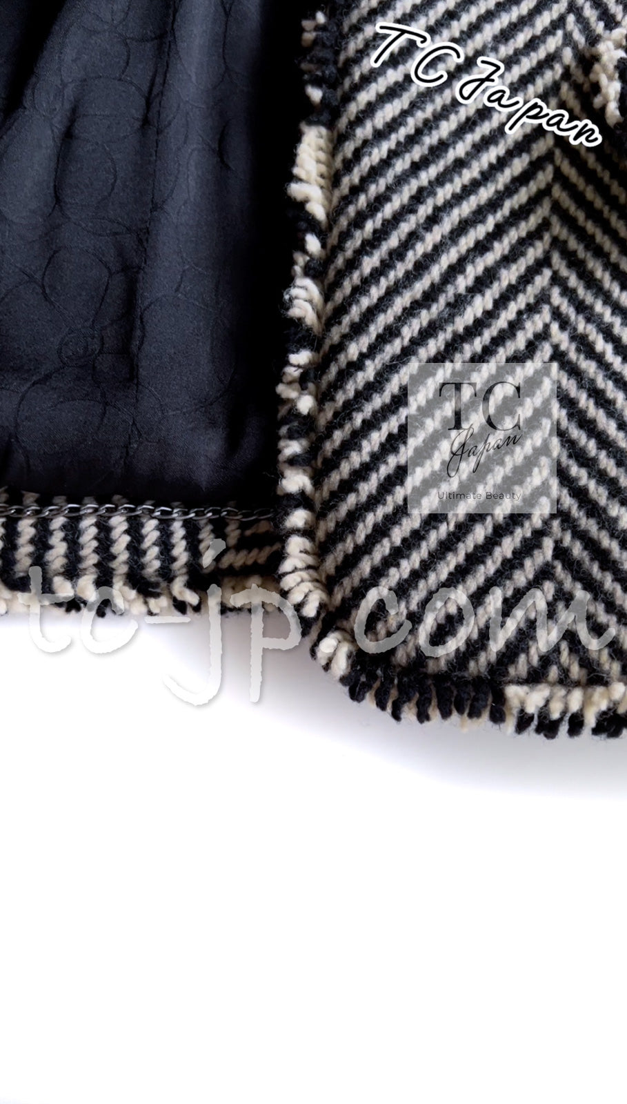 CHANEL 06A Black Herringbone Chevron Wool Tweed Jacket Kate Moss 38 シャネル ブラック シェベロン ウール ツイード ジャケット ケイトモス着 即発