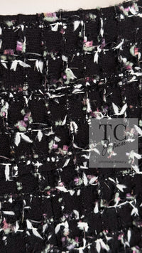 CHANEL 06A Black Purple Wool Cotton Mohair Ribbon Tweed Jacket Skirt Suit 34 36 シャネル ブラック パープル ウール コットン モヘア リボン ツイード ジャケット スカート スーツ 即発