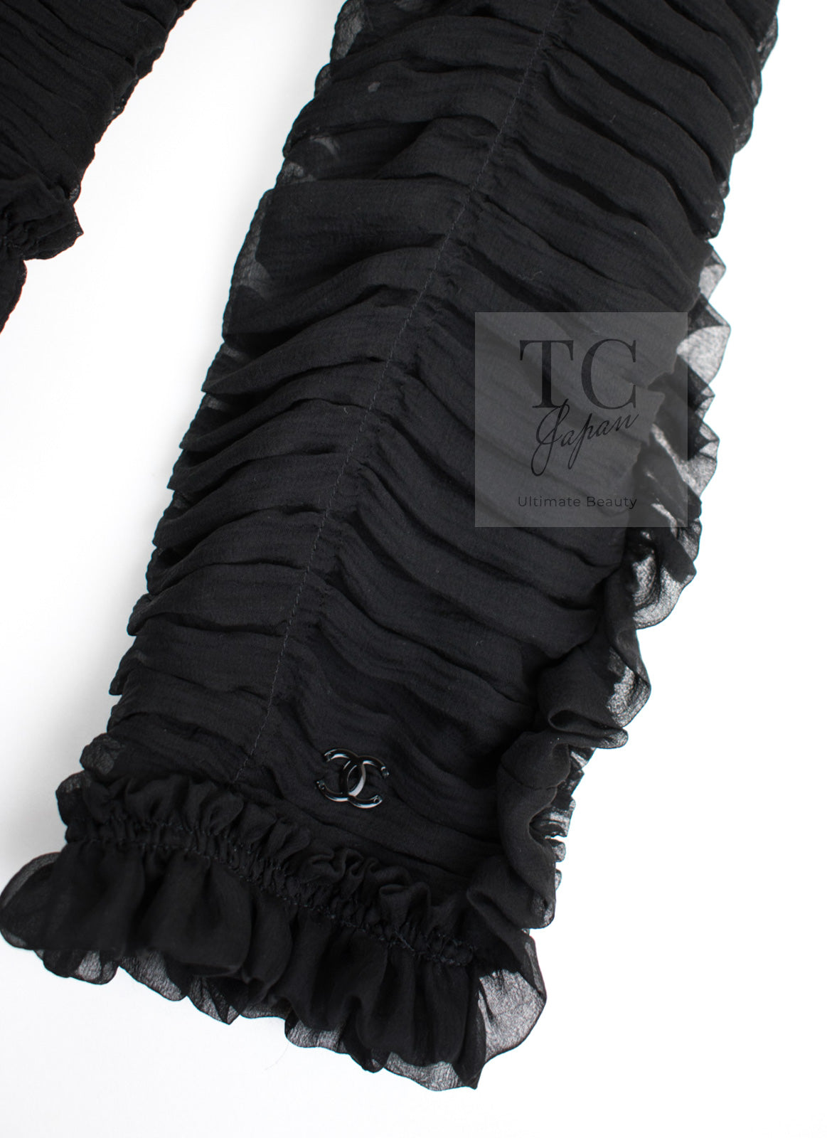 CHANEL 06A Black Ribbon Silk Penelope Cruz Cardigan Jacket Tops 38 40 44 シャネル ブラック リボン シルク ブラウス カーディガン ジャケット 即発