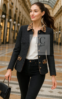 CHANEL 05S Black Brown Beige Cotton Tweed Jacket 40 シャネル ブラック ブラウン ベージュ CC ロゴ 裏地 コットン ツイード ジャケット 即発
