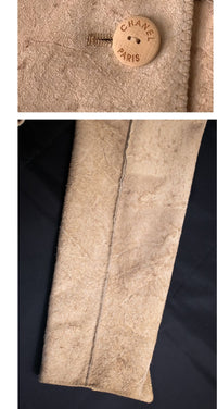 CHANEL 00C Beige Calf Skin Suede Leather Collarless Jacket 34 36 シャネル ベージュ カーフスキン スウェード レザー ノーカラー ジャケット 即発