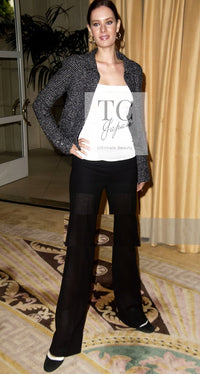 CHANEL 03C Black White Tweed Double Jacket Skirt Suit W/ 3 Camellia Brooches 36 38 シャネル ブラック ホワイト カメリア ブローチ3つ付 ツイード ダブル ジャケット 水滴 CCボタン スカート スーツ 即発