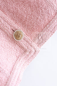 CHANEL 16C Pink CC Pearl Buttons Cotton Collarless Jacket 34 シャネル 一番人気 ピンク CC パール ボタン コットン ノーカラー ジャケット 即発