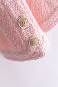 CHANEL 16C Pink CC Pearl Buttons Cotton Collarless Jacket 34 シャネル 一番人気 ピンク CC パール ボタン コットン ノーカラー ジャケット 即発