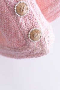 CHANEL 16C Pink CC Pearl Buttons Cotton Collarless Jacket 34 シャネル 一番人気 ピンク CC パール ボタン コットン ノーカラー ジャケット 即発
