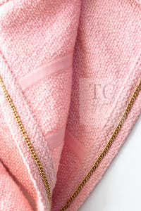 CHANEL 16C Pink CC Pearl Buttons Cotton Collarless Jacket 34 シャネル 一番人気 ピンク CC パール ボタン コットン ノーカラー ジャケット 即発