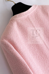 CHANEL 16C Pink CC Pearl Buttons Cotton Collarless Jacket 34 シャネル 一番人気 ピンク CC パール ボタン コットン ノーカラー ジャケット 即発
