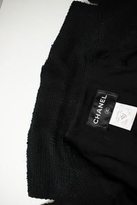 CHANEL 12S Black CC Silver Logo Cotton Tweed Jacket 34 36 38 シャネル ブラック CCロゴ シルバー刺繍 コットン ツイード ジャケット 即発