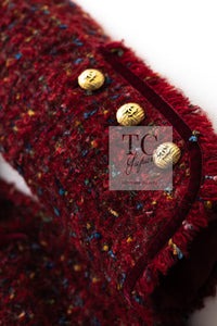 CHANEL 90A Vintage Red Wool Mohair Gold CC Button Jacket Coat 40 42 シャネル ヴィンテージ レッド ウール モヘア ゴールド ココボタン ジャケット コート 即発