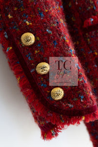 CHANEL 90A Vintage Red Wool Mohair Gold CC Button Jacket Coat 40 42 シャネル ヴィンテージ レッド ウール モヘア ゴールド ココボタン ジャケット コート 即発