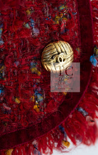 CHANEL 90A Vintage Red Wool Mohair Gold CC Button Jacket Coat 40 42 シャネル ヴィンテージ レッド ウール モヘア ゴールド ココボタン ジャケット コート 即発