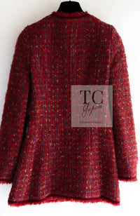 CHANEL 90A Vintage Red Wool Mohair Gold CC Button Jacket Coat 40 42 シャネル ヴィンテージ レッド ウール モヘア ゴールド ココボタン ジャケット コート 即発