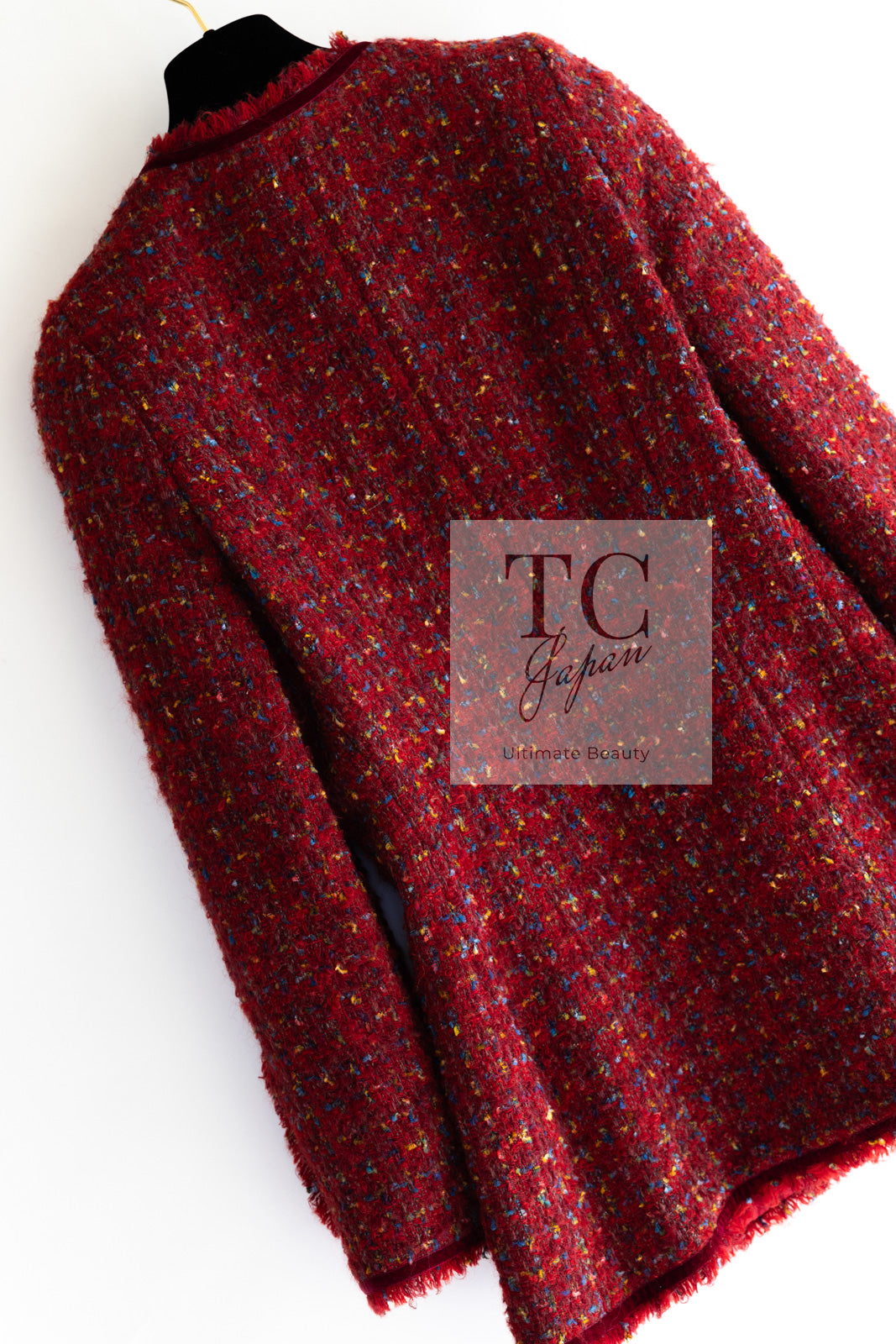 CHANEL 90A Vintage Red Wool Mohair Gold CC Button Jacket Coat 40 42 シャネル ヴィンテージ レッド ウール モヘア ゴールド ココボタン ジャケット コート 即発