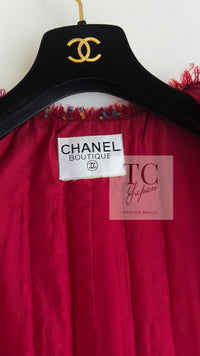 CHANEL 90A Vintage Red Wool Mohair Gold CC Button Jacket Coat 40 42 シャネル ヴィンテージ レッド ウール モヘア ゴールド ココボタン ジャケット コート 即発
