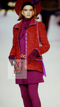 CHANEL 90A Vintage Red Wool Mohair Gold CC Button Jacket Coat 40 42 シャネル ヴィンテージ レッド ウール モヘア ゴールド ココボタン ジャケット コート 即発