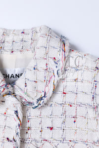 CHANEL 18S White Mix Cotton Tweed Coat Jacket 36 38 シャネル ホワイト ミックス コットン ツイード コート ジャケット 即発
