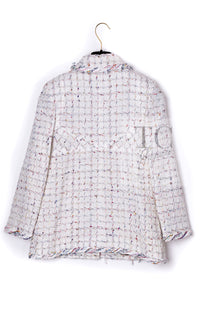 CHANEL 18S White Mix Cotton Tweed Coat Jacket 36 38 シャネル ホワイト ミックス コットン ツイード コート ジャケット 即発