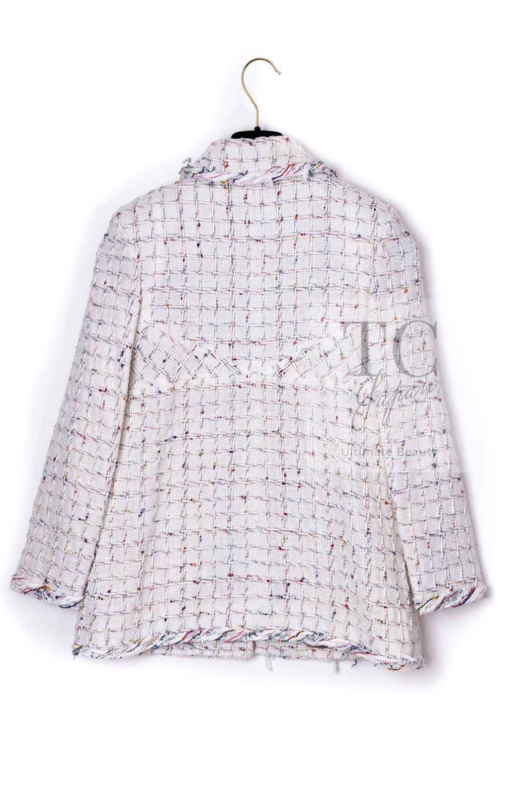 CHANEL 18S White Mix Cotton Tweed Coat Jacket 36 38 シャネル ホワイト ミックス コットン ツイード コート ジャケット 即発