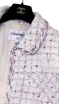 CHANEL 18S White Mix Cotton Tweed Coat Jacket 36 38 シャネル ホワイト ミックス コットン ツイード コート ジャケット 即発