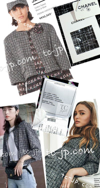 CHANEL 19PS Black Gray Silver Metallic Cropped Tweed Jacket 38 シャネル グレー シルバー メタリック クロップド ツイード ジャケット 即発