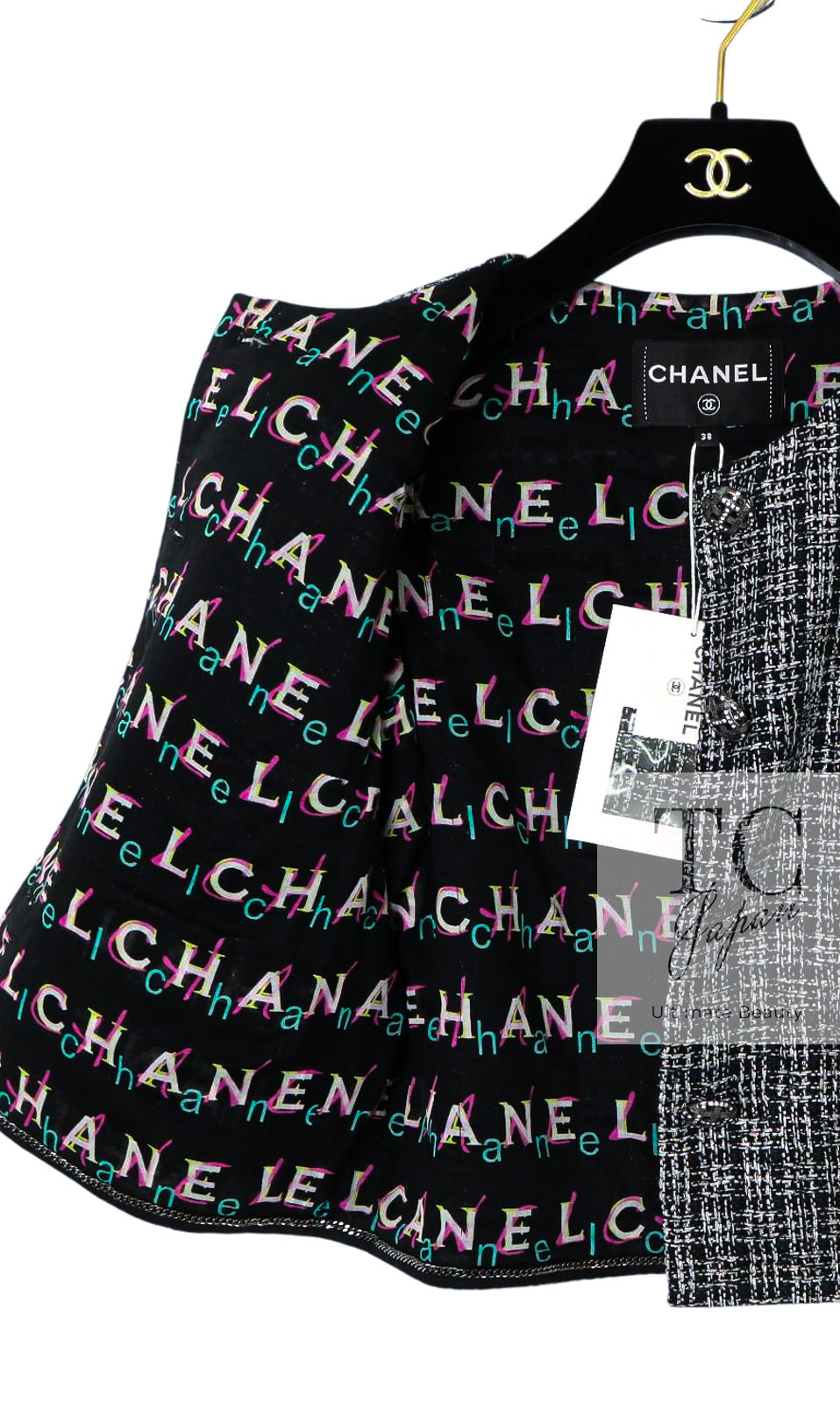 CHANEL 19PS Black Gray Silver Metallic Cropped Tweed Jacket 38 シャネル グレー シルバー メタリック クロップド ツイード ジャケット 即発