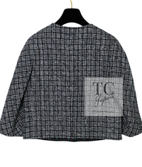 CHANEL 19PS Black Gray Silver Metallic Cropped Tweed Jacket 38 シャネル グレー シルバー メタリック クロップド ツイード ジャケット 即発