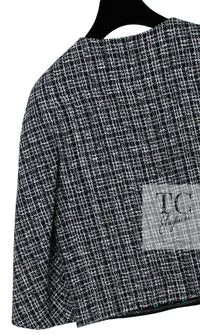 CHANEL 19PS Black Gray Silver Metallic Cropped Tweed Jacket 38 シャネル グレー シルバー メタリック クロップド ツイード ジャケット 即発