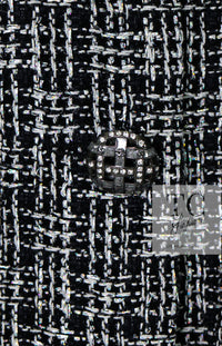 CHANEL 19PS Black Gray Silver Metallic Cropped Tweed Jacket 38 シャネル グレー シルバー メタリック クロップド ツイード ジャケット 即発