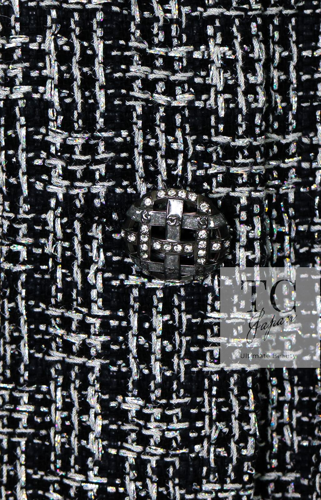 CHANEL 19PS Black Gray Silver Metallic Cropped Tweed Jacket 38 シャネル グレー シルバー メタリック クロップド ツイード ジャケット 即発