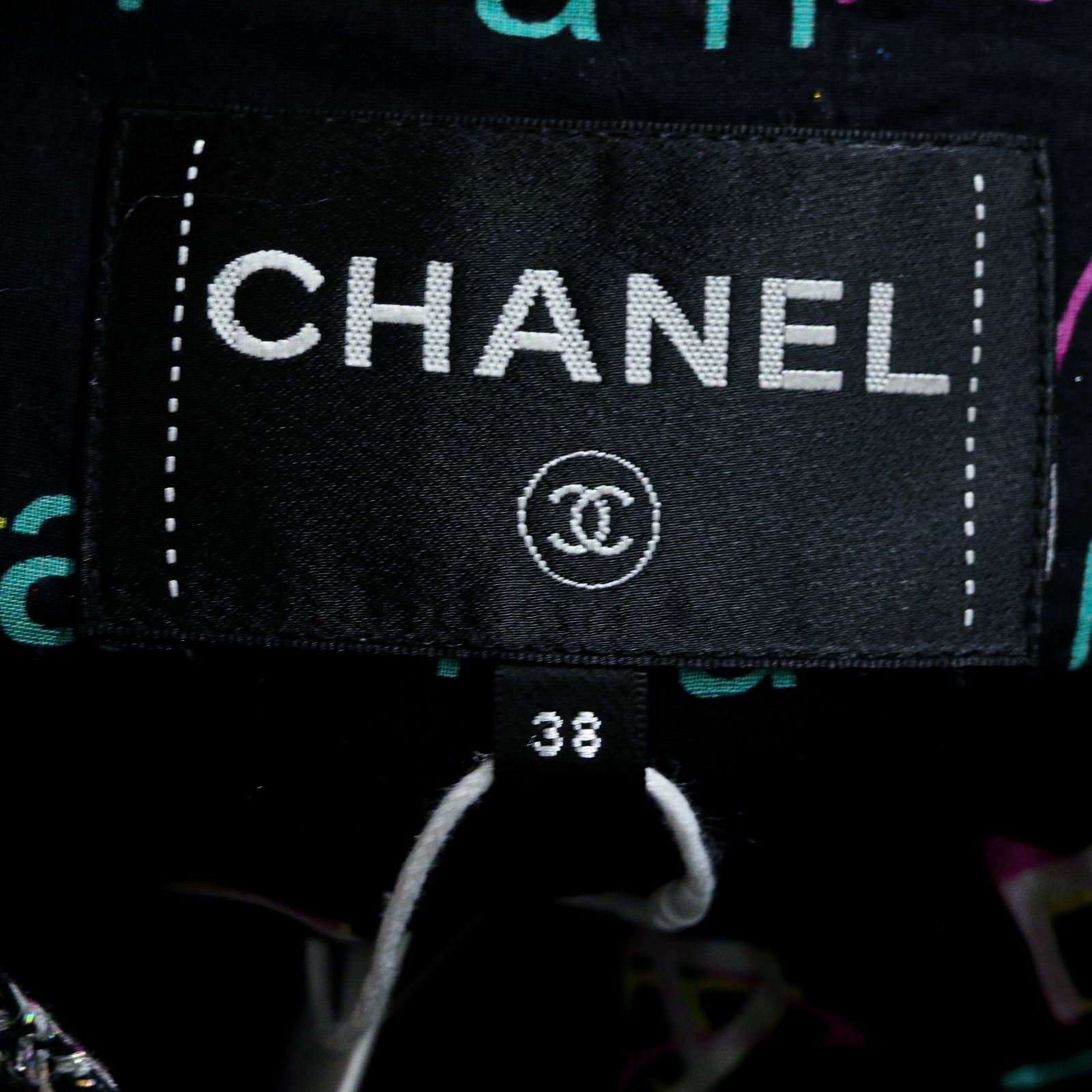 CHANEL 19PS Black Gray Silver Metallic Cropped Tweed Jacket 38 シャネル グレー シルバー メタリック クロップド ツイード ジャケット 即発