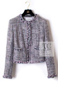 CHANEL 03A Lavender Pink Gray Multicolor Lesage Wool Tweed Jacket 34 36 シャネル ラベンダー ピンク グレー ルサージュ ツイード ジャケット 即発