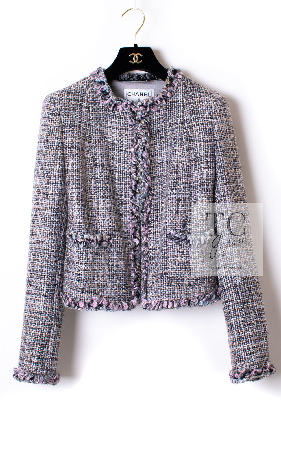 CHANEL 03A Lavender Pink Gray Multicolor Lesage Wool Tweed Jacket 34 36 シャネル ラベンダー ピンク グレー ルサージュ ツイード ジャケット 即発