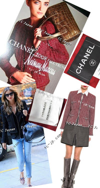 CHANEL 08A Bordeaux Wine Red Gray Wool Tweed Jacket 34 シャネル ボルドー ワイン レッド グレー ウール ツイード ジャケット 即発