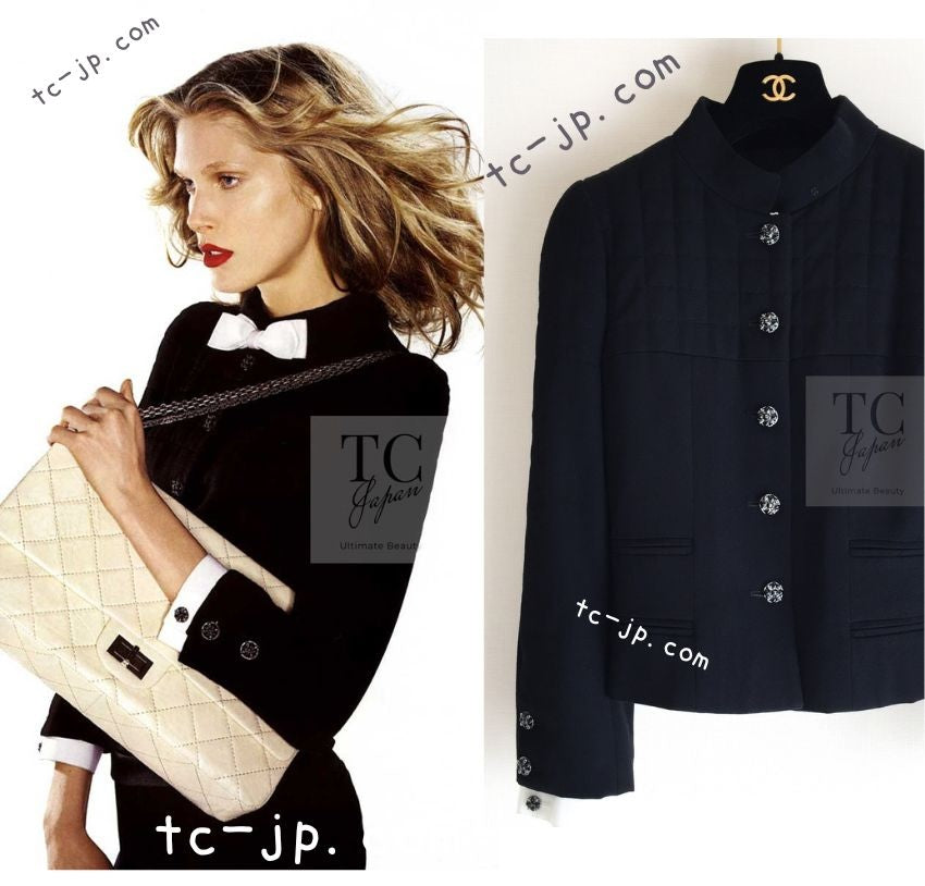 CHANEL 06PF Black Quilted Wool Jacket 38 シャネル ブラック キルティング ウール ジャケット 即発