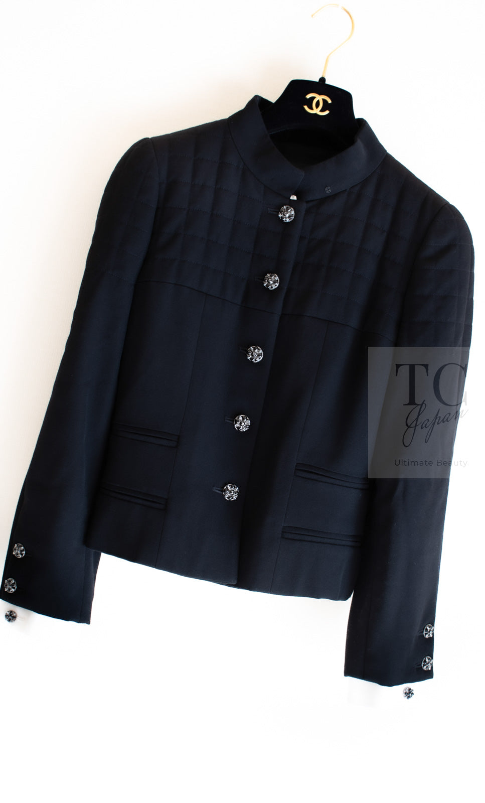 CHANEL 06PF Black Quilted Wool Jacket 38 シャネル ブラック キルティング ウール ジャケット 即発