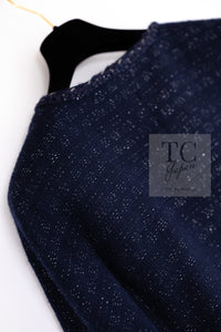CHANEL 07A Navy Wool Braided Trim Tweed Jacket Dress Setup 42 シャネル ネイビー ウール チェーン ブレイドトリミング ツイード ジャケット ワンピース セットアップ 即発