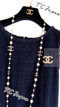 CHANEL 07A Navy Wool Braided Trim Tweed Jacket Dress Setup 42 シャネル ネイビー ウール チェーン ブレイドトリミング ツイード ジャケット ワンピース セットアップ 即発