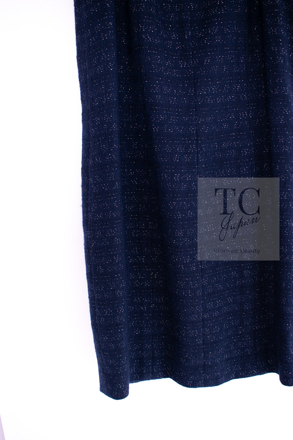 CHANEL 07A Navy Wool Braided Trim Tweed Jacket Dress Setup 42 シャネル ネイビー ウール チェーン ブレイドトリミング ツイード ジャケット ワンピース セットアップ 即発