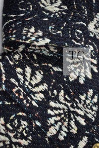CHANEL 18C Navy Black Multi Camellia Jacquard Jacket Coat 34 36 シャネル ネイビー ブラック カメリア刺繍 ジャガード ジャケット コート