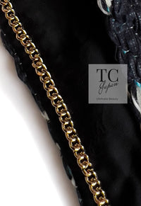 CHANEL 18C Navy Black Multi Camellia Jacquard Jacket Coat 34 36 シャネル ネイビー ブラック カメリア刺繍 ジャガード ジャケット コート