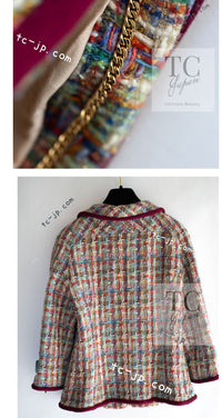 CHANEL 17S Multicolor Tweed Zipper Jacket with Plum Trim & Velcro Accent 38 シャネル マルチカラー プラムトリム ツイード ジッパー ジャケット マジックテープ 装飾 即発